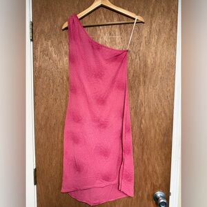 Vintage Y2K XOXO pink shimmer one-shoulder dress